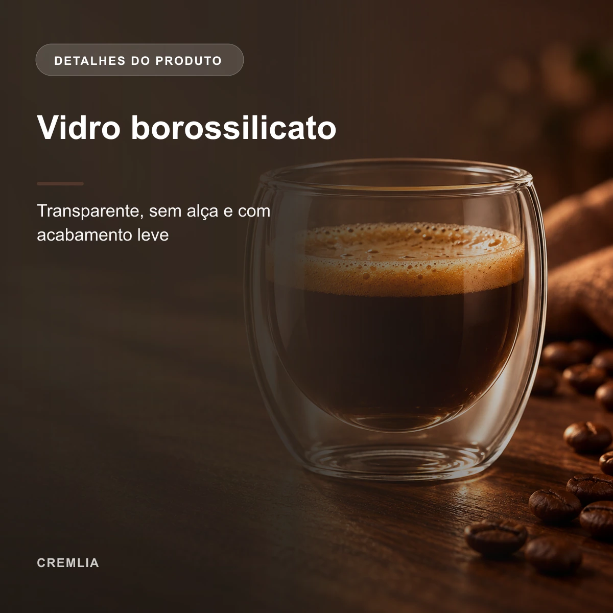 Detalhes construtivos de Kit 6 Copos de Vidro Parede Dupla 80 ml